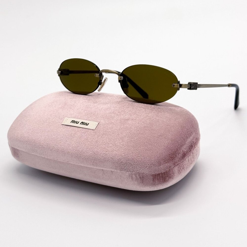 NEW MIU MIU SUNGLASSES MUA54S 26C09Z OVAL GOLD WOMEN MU A54S SMU A54 - Picture 2 of 12